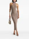Manière De Voir Halter-neck Ribbed Knitted Midi Dress In Neutral