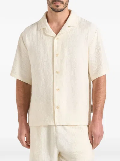 Manière De Voir Harley Textured Revere-collar Shirt In Neutral