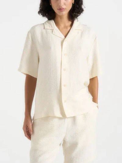 Manière De Voir Harley Unisex Textured Revere Shirt In White