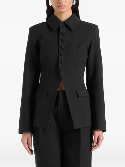 Manière De Voir Harper Detachable-collar Cinched Blazer In Black