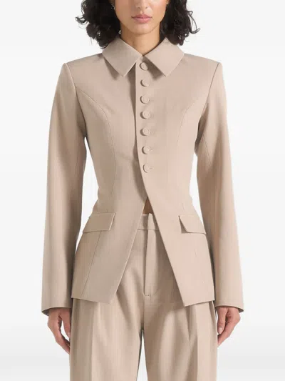 Manière De Voir Harper Tailored Cinch Blazer With Detachable Collar In Brown