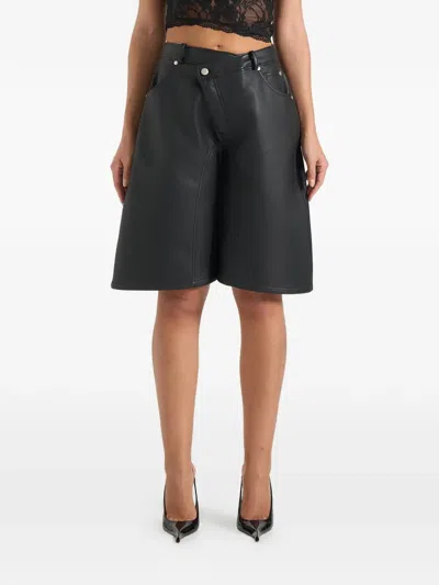 Manière De Voir Hazel Eiffel-button Wrap-over Bermuda Shorts In Black