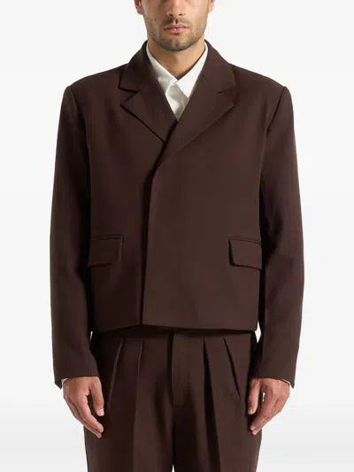 Manière De Voir Hector Double-breasted Blazer In Burgundy