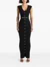 Manière De Voir Helene Ribbed Button-front Maxi Dress In Black