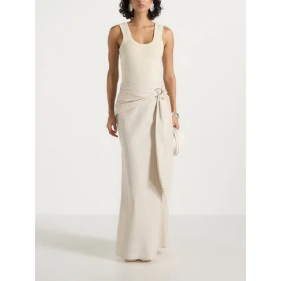 Manière De Voir Holly Linen Asymmetric Wrap Tie Maxi Skirt In Brown