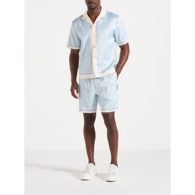 Manière De Voir Idriss Eiffel Monogram Resort Shirt In Blue