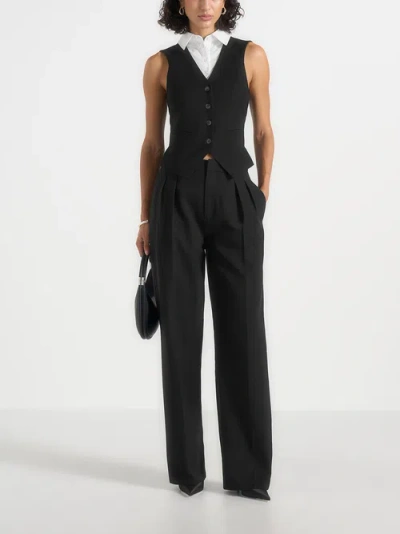 Manière De Voir Irene Collar Detail Cinched Suit Vest In Black