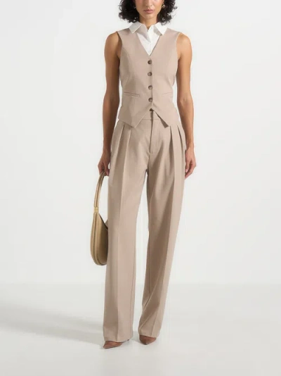 Manière De Voir Irene Collar-detail Cinched Suit Vest In Brown