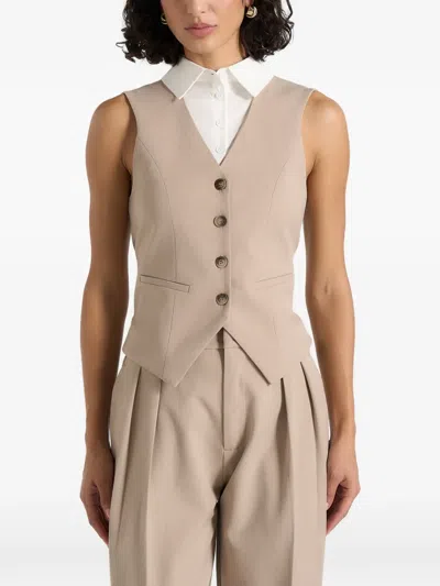Manière De Voir Irene Collar-detail Cinched Suit Vest In Brown