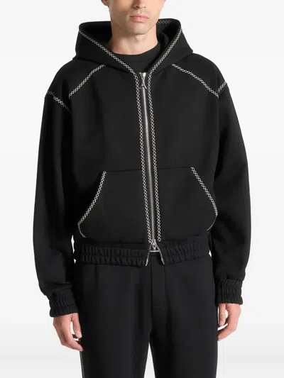 Manière De Voir Ivan Whipstitch Zip Hoodie In Black