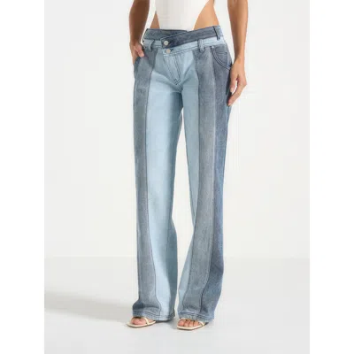 Manière De Voir Jacinda Colour Block Straight Leg Jeans In Blue