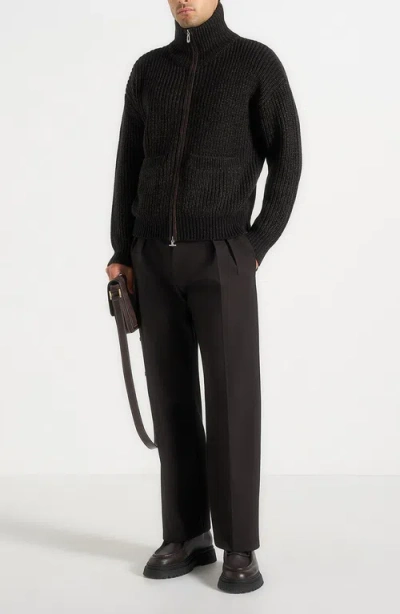 Manière De Voir Jamie Unisex Speckled Wool Zip Through Jacket In Black