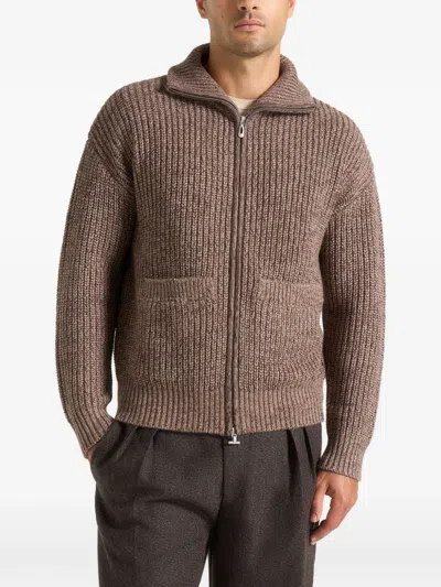 Manière De Voir Jamie Zip Cardigan In Brown