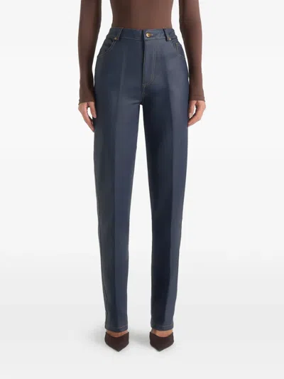 Manière De Voir Jana Wax Effect Denim Boyfriend Jeans In Blue