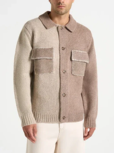Manière De Voir Jean Mohair-blend Colour Block Cardigan In Brown