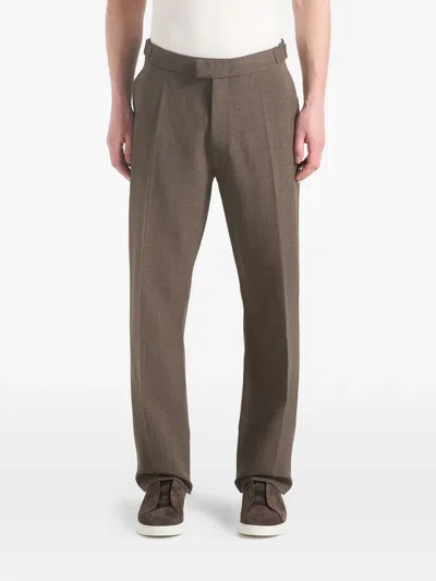 Manière De Voir Joseph Hatched Tailored Trousers In Brown
