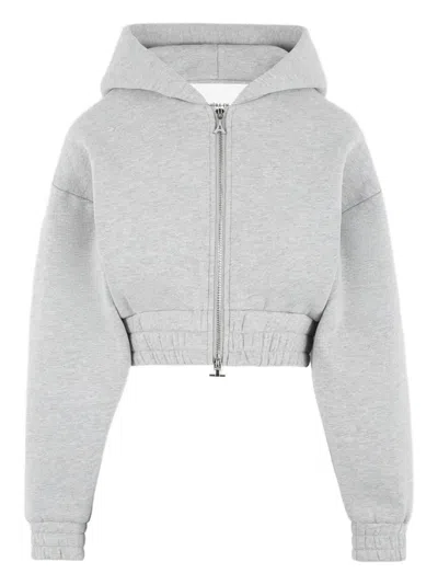 Manière De Voir Josiane Zip-up Cropped Hoodie In Gray
