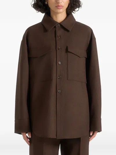 Manière De Voir Joy Chest-pocket Shirt In Brown