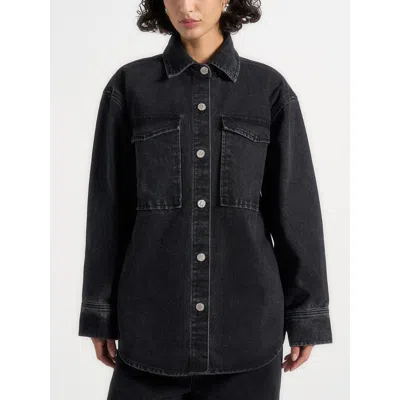 Manière De Voir Joy Denim Oversized Shirt In Black