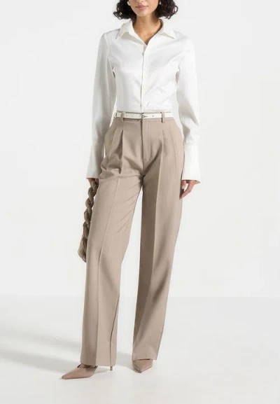 Manière De Voir Julie Fluid Pleat Front Tailored Trousers In Neutral
