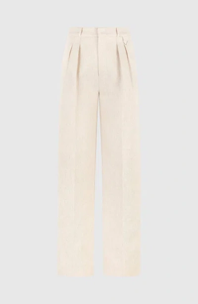 Manière De Voir Julie Linen Twin Pleat Trousers In Neutral