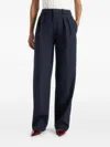 Manière De Voir Julie Pinstripe-print Pleated Tailored Trousers In Blue