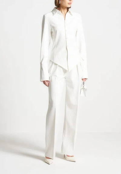 Manière De Voir Julie Pinstripe Twin Pleat Tailored Trousers In White