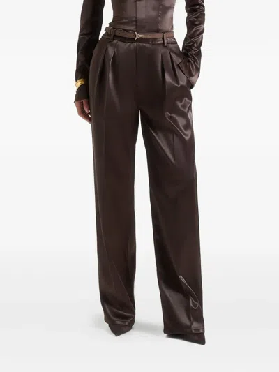 Manière De Voir Julie Satin Tailored Trousers In Brown