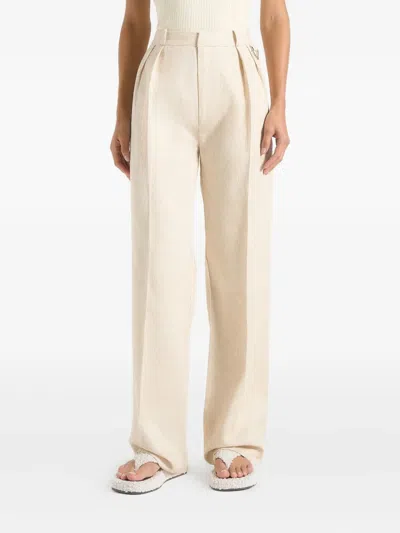 Manière De Voir Julie Twin-pleat Linen Trousers In Neutral