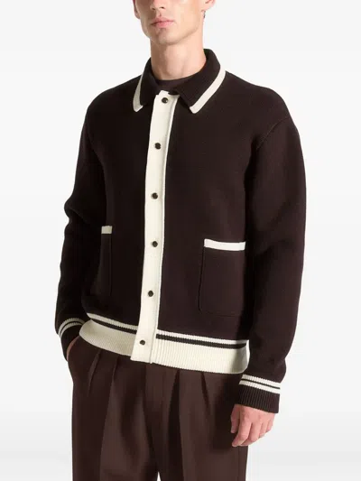 Manière De Voir Julien Button-front Patch-pocket Cardigan In Brown