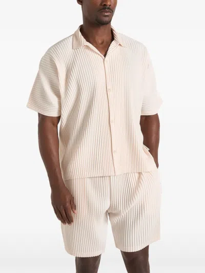 Manière De Voir Justin In Cream Pleated Boxy Shirt In Neutral