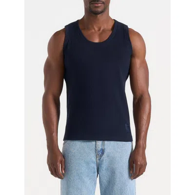 Manière De Voir Justin Ribbed Cotton Vest In Blue