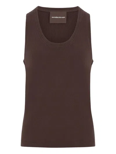 Manière De Voir Justin Ribbed Vest In Brown
