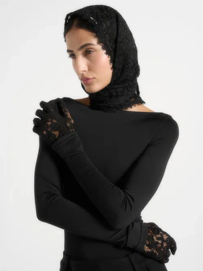 Manière De Voir Kadia Lace Head Scarf In Red
