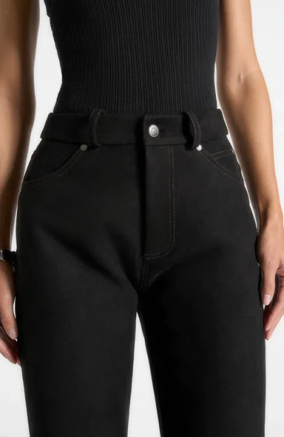 Manière De Voir Kalie Suede Boyfriend Jeans In Black
