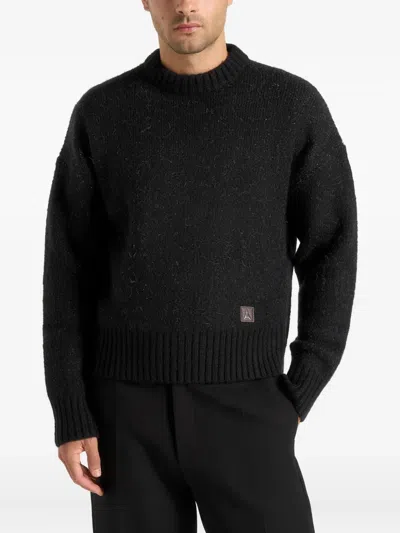 Manière De Voir Kamil Slogan-intarsia Sweater In Black