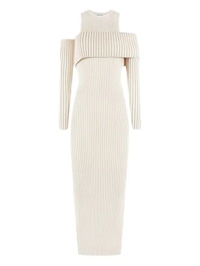 Manière De Voir Knitted Overlay Midi Dress In Neutral