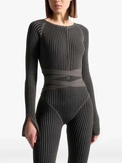 Manière De Voir Knitted Tie Jumpsuit In Gray