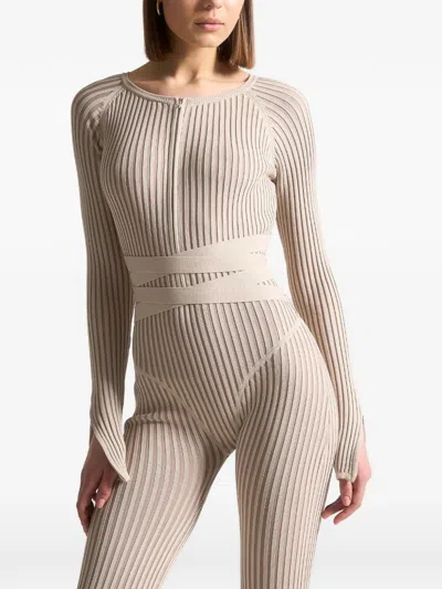 Manière De Voir Knitted Tie Jumpsuit In Gray