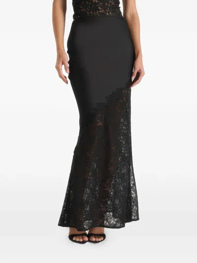 Manière De Voir Lace-panelled Fluted Skirt In Black