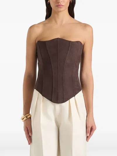 Manière De Voir Lace-up Suede Corset In Brown