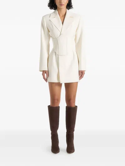 Manière De Voir Lacey Corset-waist Mini Dress In White