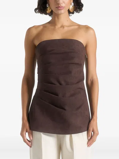 Manière De Voir Laurena Tacked-detail Bandeau Top In Brown