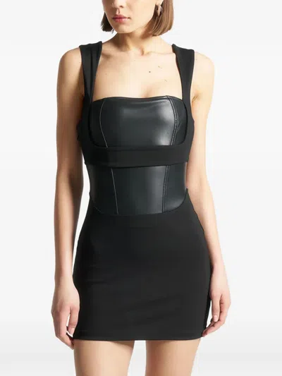 Manière De Voir Layered Corset Mini Dress In Black