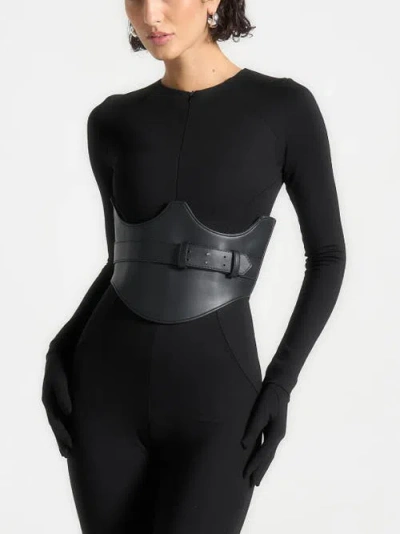 Manière De Voir Leather Corset Belt In Red
