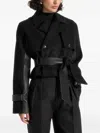 Manière De Voir Lelia Epaulets Belted Jacket In Black