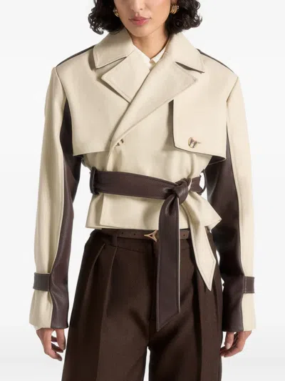 Manière De Voir Lelia Lapel Belted Jacket In Multi