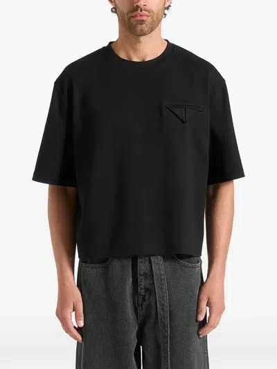 Manière De Voir Léon Boxy Cropped Crew-neck T-shirt In Black