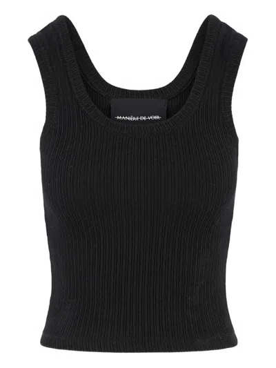 Manière De Voir Liane Ribbed Scoop-neck Tank Top In Multi