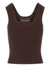 Manière De Voir Liane Ribbed Scoop-neck Tank Top In Brown